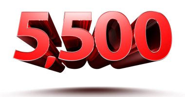 Beyaz arkaplanda kırpma yolu ile 3B illüstrasyon numarası 5500.