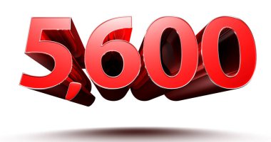 Beyaz arkaplanda kırpma yolu ile 3D illüstrasyon numarası 5600.