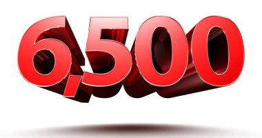 Beyaz arkaplanda kırpma yolu ile 3B illüstrasyon numarası 6500.
