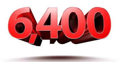 Beyaz arkaplanda kırpma yolu ile 3D illüstrasyon numarası 6400.