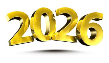 Kırpma yolu ile beyaz arkaplan üzerinde 2026 numara 3B illüstrasyon.