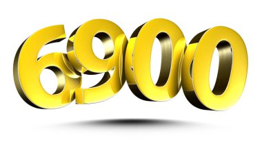Beyaz arkaplanda kırpma yolu ile 6900 numara 3D illüstrasyon.