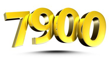 Beyaz arkaplanda kırpma yolu ile 7900 numara 3D illüstrasyon.