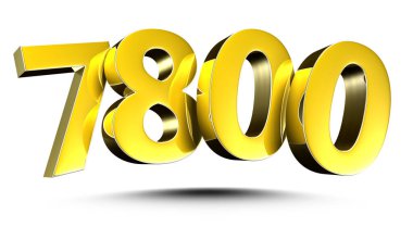 Beyaz arkaplanda kırpma yolu ile 7800 numara 3B illüstrasyon.