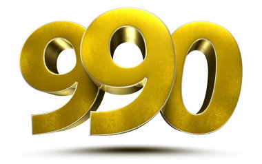 3D görüntüleme kırmızı numara 990 beyaz arkaplanda izole edildi..