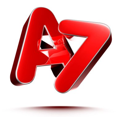 Kırpma yolu ile beyaz arkaplan üzerinde A7 kırmızı 3D illüstrasyon.