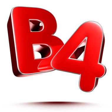 Kırpma yolu ile beyaz arkaplan üzerinde B4 kırmızı 3D illüstrasyon.