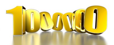 Beyaz arkaplanda kırpma yolu ile 1000 altın 3D illüstrasyon.