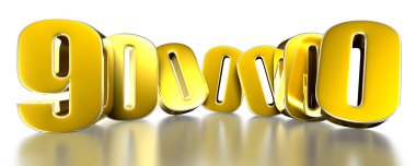 Beyaz arkaplanda kırpma yolu ile 9000 altın 3D resim.