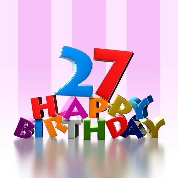 27幅粉色背景的快乐生日3D插图 — 图库照片