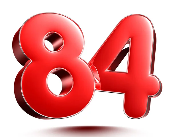 クリッピングパスを持つ白い背景3Dレンダリングの赤の数字84 — ストック写真