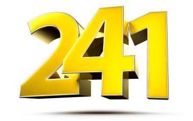 Beyaz arkaplanda kırpma yolu ile 241 altın 3D illüstrasyon.