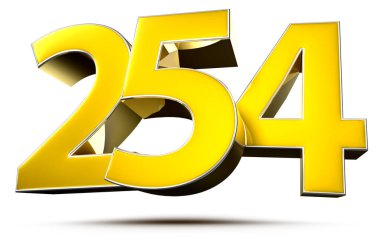 Kırpma yolu ile beyaz arkaplan 254 altın 3D illüstrasyon.