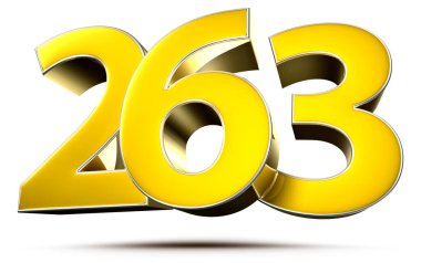 Beyaz arkaplanda kırpma yolu ile 263 altın 3D illüstrasyon.