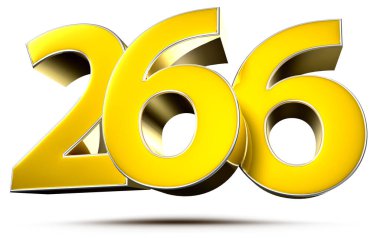 Beyaz arkaplanda kırpma yolu ile 266 altın 3D illüstrasyon.