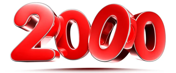 Beyaz arkaplanda yuvarlak kırmızı sayılar 2000 kırpma yolu ile 3D illüstrasyon