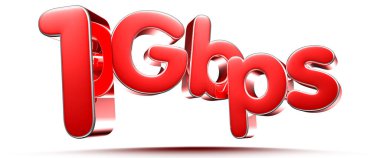 3D illüstrasyon 1 Gbps kırmızı daireler kırpma yolu ile beyaz bir arkaplan izole.