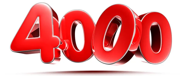 Закругленные Красные Цифры 4000 Белом Фоне Иллюстрация Отсечением Пути — стоковое фото