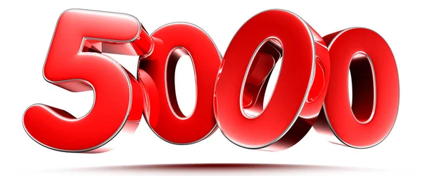 Закруглені Червоні Номери 5000 Білому Тлі Ілюстрація Відсічним Контуром — стокове фото