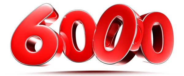 Números Vermelhos Arredondados 6000 Fundo Branco Ilustração Com Caminho Recorte — Fotografia de Stock
