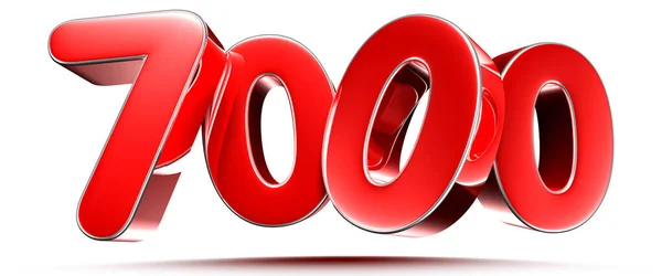 Números Rojos Redondeados 7000 Sobre Fondo Blanco Ilustración Con Ruta —  Fotos de Stock