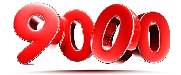 Rundade Röda Nummer 9000 Vit Bakgrund Illustration Med Klippbana — Stockfoto