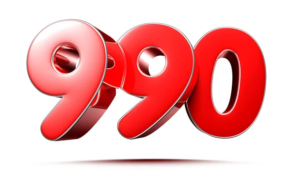 Закругленные Красные Числа 990 Белом Фоне Иллюстрация Вырезанием Пути — стоковое фото