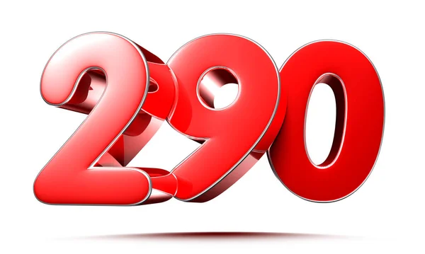 Números Vermelhos Arredondados 290 Fundo Branco Ilustração Com Caminho Recorte — Fotografia de Stock