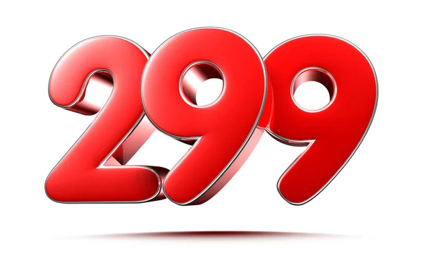 Закругленные Красные Цифры 299 Белом Фоне Иллюстрация Вырезанием Пути — стоковое фото