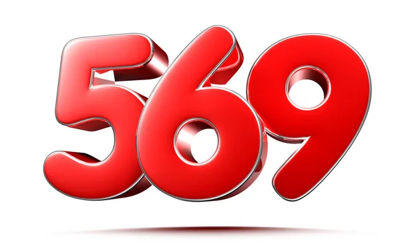Afgeronde Rode Cijfers 569 Witte Achtergrond Illustratie Met Knippad — Stockfoto