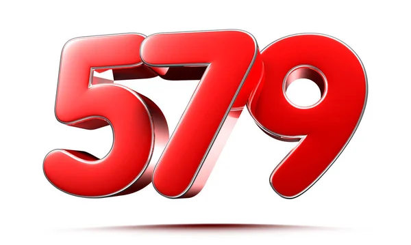 Gerundete Rote Zahlen 579 Auf Weißem Hintergrund Illustration Mit Clipping — Stockfoto