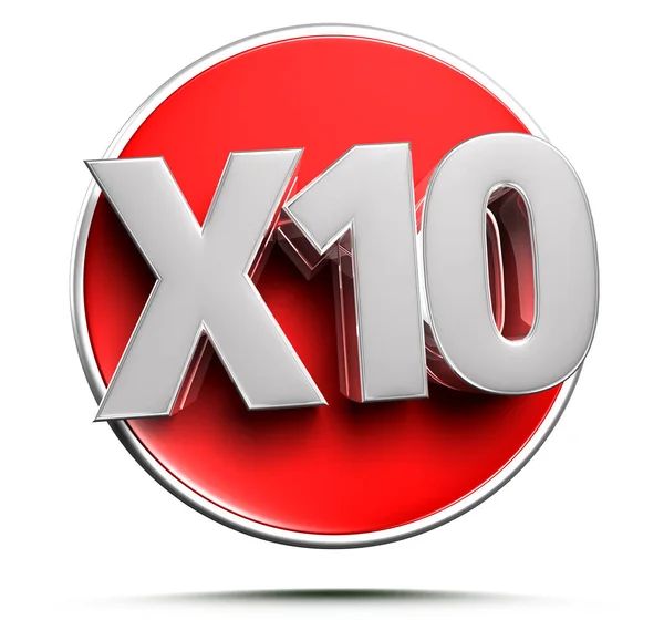 X10赤丸3Dイラスト白の背景にクリッピングパス — ストック写真