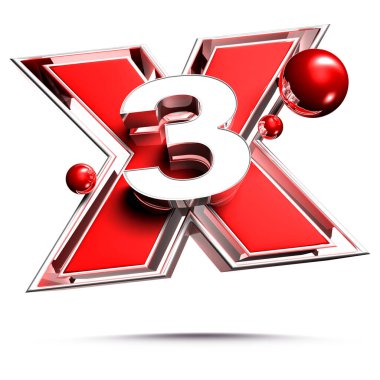 Kırpma yolu ile beyaz arkaplan üzerinde x3D illüstrasyon.