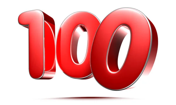 Números Vermelhos Arredondados 100 Fundo Branco Ilustração Com Caminho Recorte — Fotografia de Stock