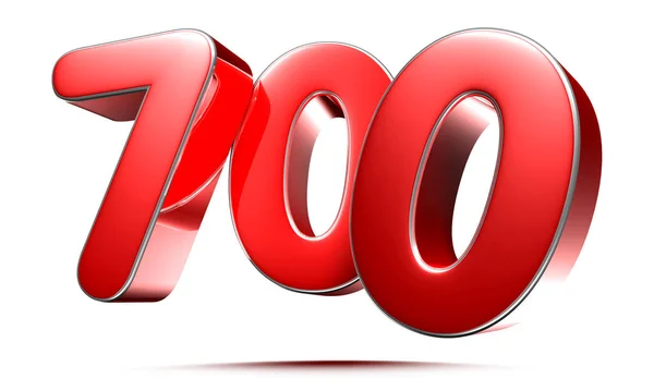 Rundade Röda Nummer 700 Vit Bakgrund Illustration Med Klippbana — Stockfoto