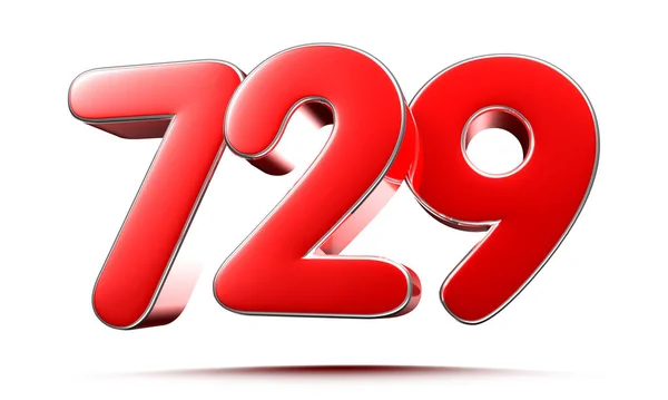 Números Rojos Redondeados 729 Sobre Fondo Blanco Ilustración Con Ruta —  Fotos de Stock