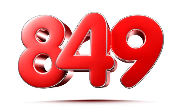 Rounded Red Numbers 849 White Background Illustration Clipping Path — Stock Photo, Image