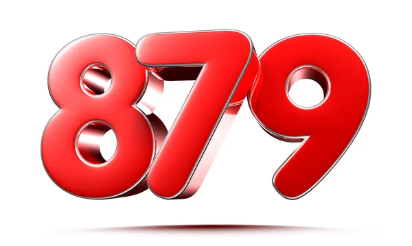 Afgeronde Rode Cijfers 879 Witte Achtergrond Illustratie Met Knippad — Stockfoto
