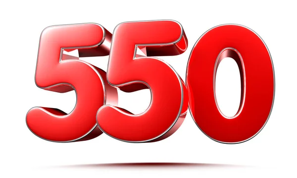 Números Rojos Redondeados 550 Sobre Fondo Blanco Ilustración Con Ruta — Foto de Stock