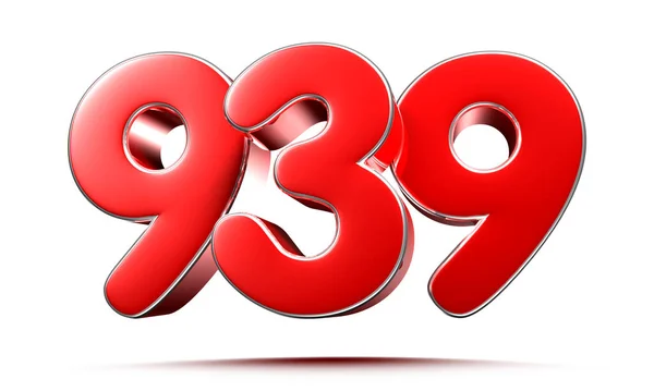Закругленные Красные Числа 939 Белом Фоне Иллюстрация Вырезанием Пути — стоковое фото