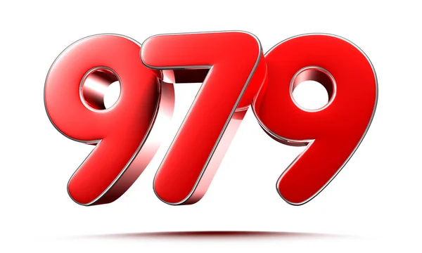 Afgeronde Rode Cijfers 979 Witte Achtergrond Illustratie Met Knippad — Stockfoto