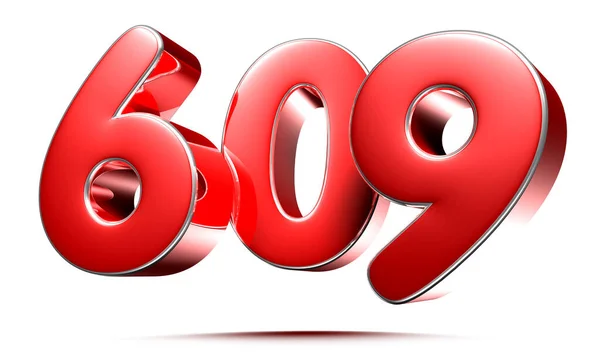 Rundade Röda Nummer 609 Vit Bakgrund Illustration Med Klippbana — Stockfoto