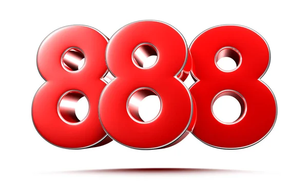 Kerekített Piros Számok 888 Fehér Háttér Illusztráció Nyírási Útvonal — Stock Fotó