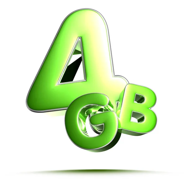 クリッピングパスを持つ白い背景に4 Gbの緑の3Dイラスト — ストック写真