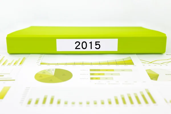 Year number 2015, graphs, charts and business budget planning — Stock Photo, Image