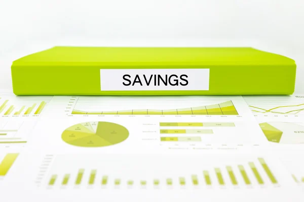 Documentos de ahorro, gráficos y resumen del informe para la gestión presupuestaria —  Fotos de Stock