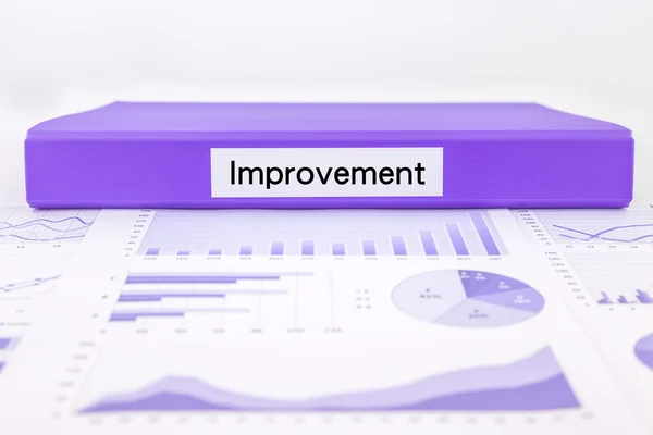 Improvement concept with assessment documents, graph analysis an — Stock Photo, Image