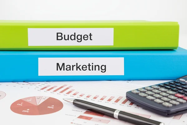 Rozpočet a marketingových dokumentů se sestavami — Stock fotografie
