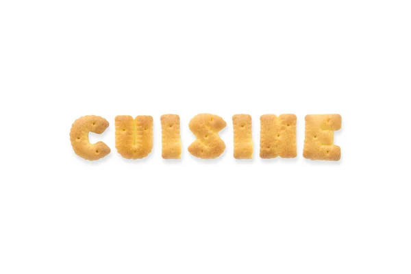 The Letter Word CUISINE. Alphabet  Biscuit Cracker — Stock Photo, Image