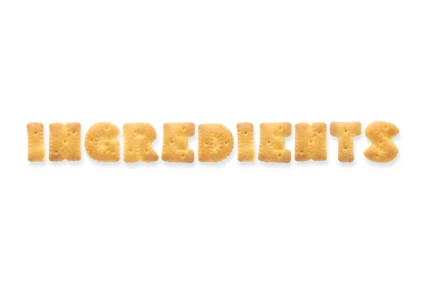 The Letter Word INGREDIENTS Alphabet  Cookie Cracker — Stock Photo, Image